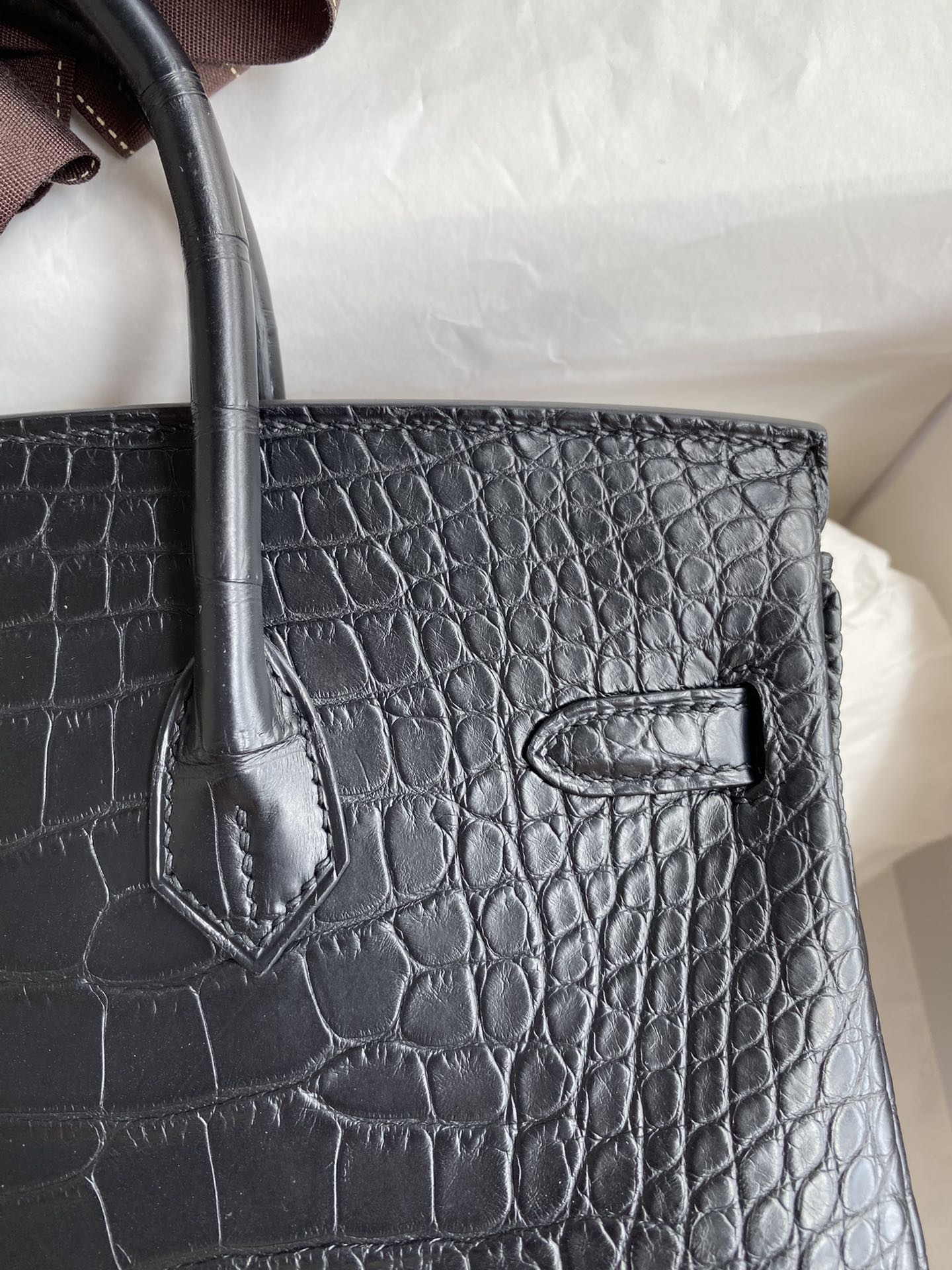 Hermes Birkin 25CM Handmade Bag In Black Matte Alligator Leather